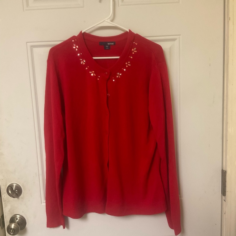 Red Jeweled Cardigan